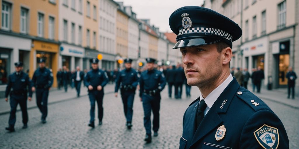 Polizist auf Streife in der Stadt