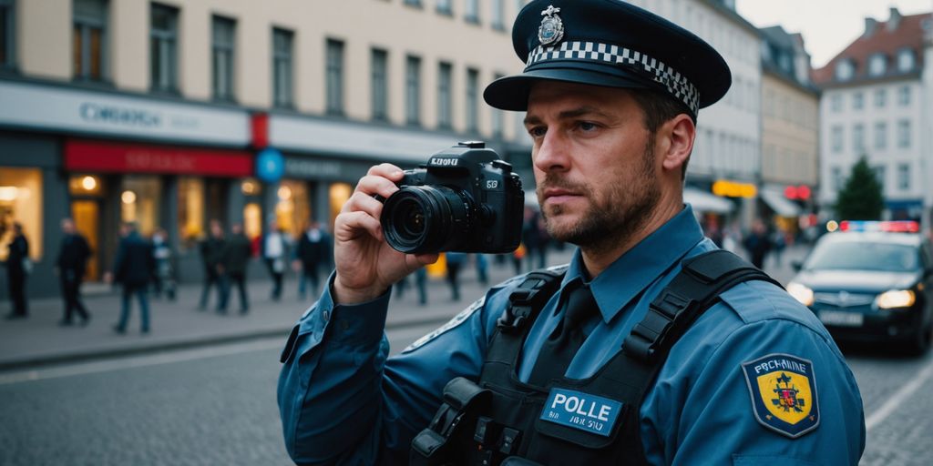 Polizist nutzt Technologie zur Kriminalitätsprävention in der Stadt